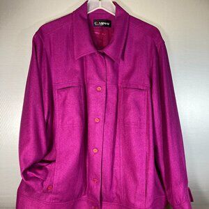 Company by Ellen Tracy Magenta Boucle Bomber Jacket
